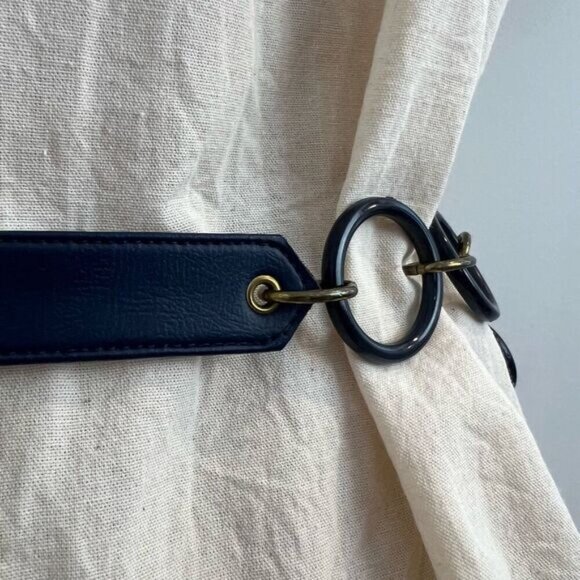 Vintage Navy Blue 80’s Belt Faux Leather Plastic Loops XL 27” 32” Retro - Picture 12 of 12